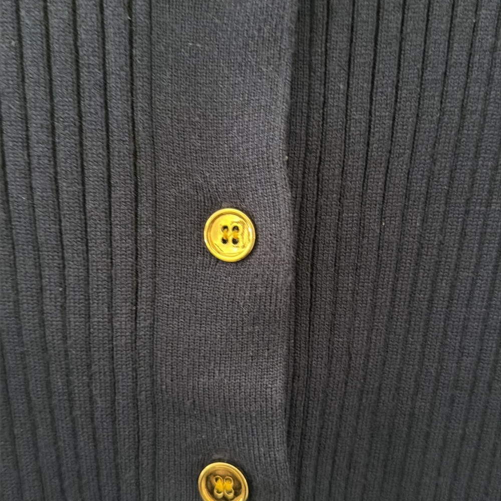 Nancy Yang Navy Ribbed Button-Up Cardigan - Picture 4 of 11
